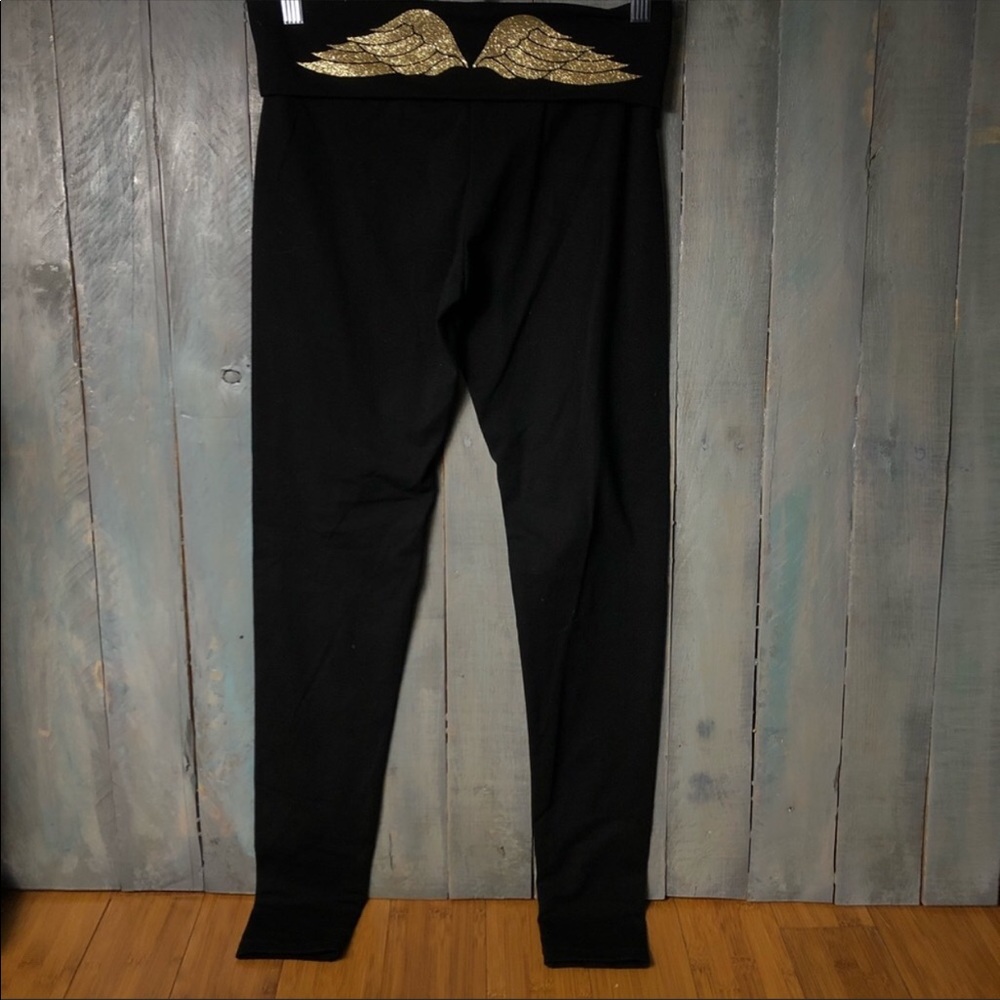 Victoria Secret Gold Wing Foldover Yoga Leggings